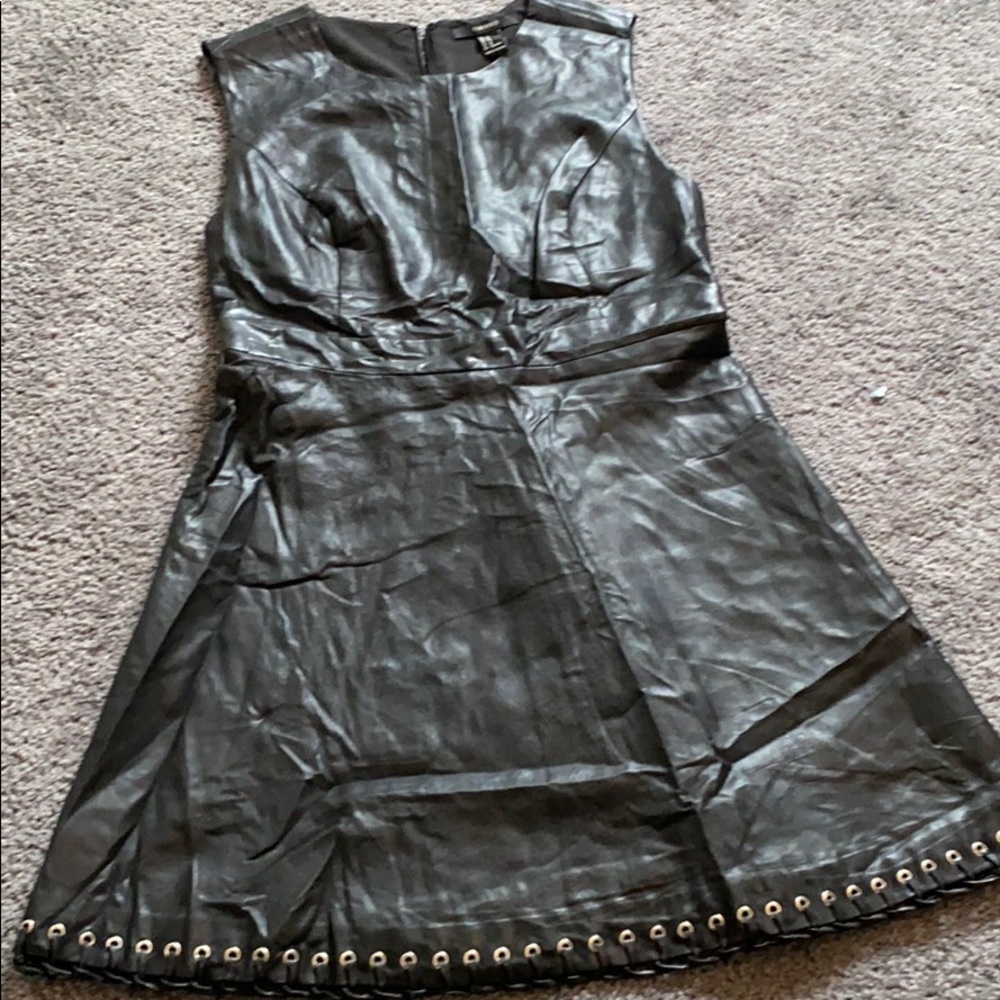 Faux leather sleeveless dress